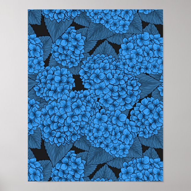 Blaue Hortensie Poster (Vorne)