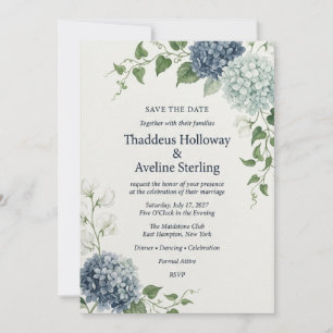 Blaue Hortensie & Süße Erbse Botanisch Elegant Sav Einladung