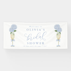 Blaue Hortensie und Gold Champagner Willkommen Gro Banner