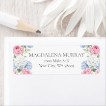 Blaue Hortensie und rosa Rose Floral English Garde