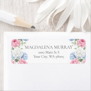 Blaue Hortensie und rosa Rose Floral English Garde