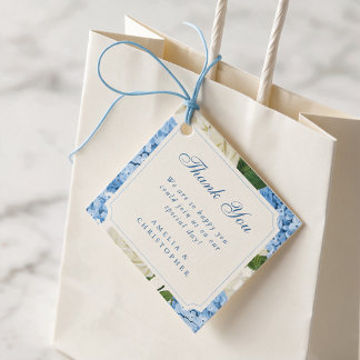 Blaue Hortensie Weiße Rose Hochzeit Danke Geschenkanhänger