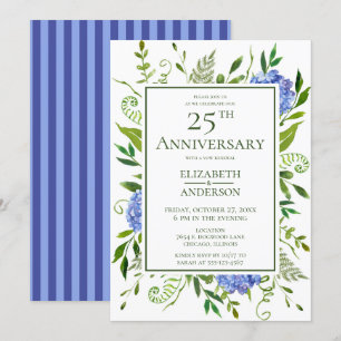 Blaue Hortensien 25. Jubiläum Einladung