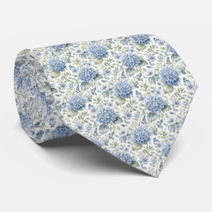Blaue Hortensien-Aquarell-Blumen Hochzeitsbräutiga Krawatte