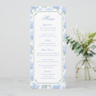 Blaue Hortensien Aquarell Florale Hochzeitsmenü Save The Date