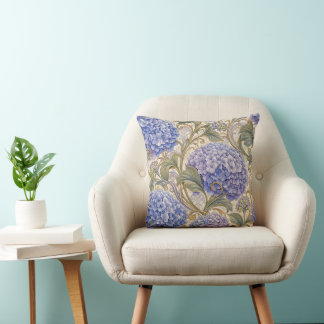 Blaue Hortensien Art Nouveau Dekorativkissen  Kissen