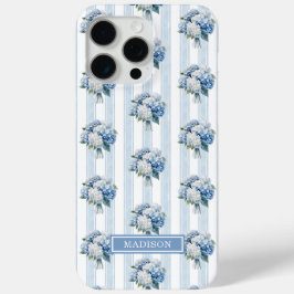 Blaue Hortensien auf Streifen Case-Mate iPhone Hülle