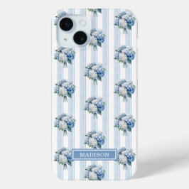 Blaue Hortensien auf Streifen Case-Mate iPhone Hülle