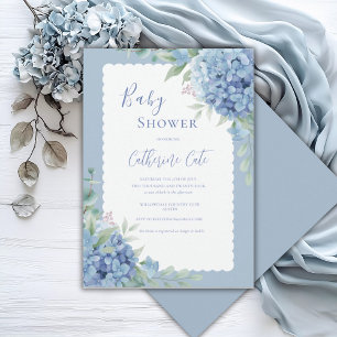 Blaue Hortensien-Blumen-Baby-Elegante Shower Einladung