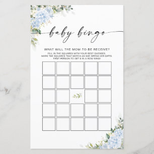 Blaue Hortensien-Blumen-Baby-Shower-Baby-Bingo-Spi