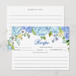 Blaue Hortensien-Blumen-Brautstrauß-Rezeptkarte Postkarte