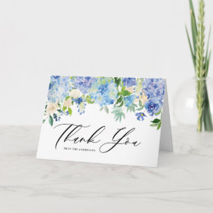 Blaue Hortensien-Blumen-Garland-Wedding Wasserfarb Dankeskarte