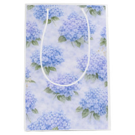 Blaue Hortensien Blumen Geschenktasche mittelgroß Mittlere Geschenktüte
