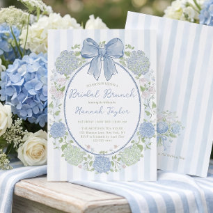 Blaue Hortensien-Blumen-Hochzeits-Brunch Einladung