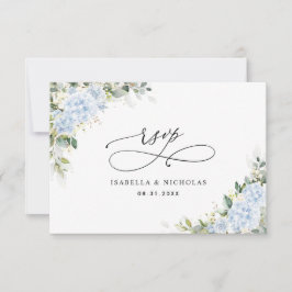Blaue Hortensien-Blumen-Hochzeits-RSVP-Karte RSVP Karte