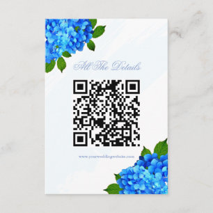 Blaue Hortensien-Blumen-Hochzeits-Website Begleitkarte