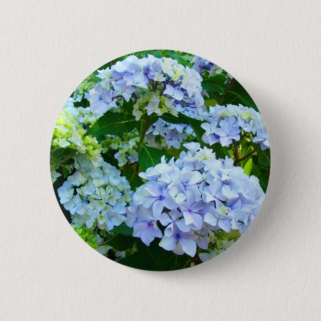 Blaue Hortensien-Blumen Knopf Hortensien Garten Button (Vorderseite)
