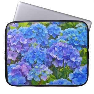 Blaue Hortensien-Blumen Kunst Laptop-Hülle Laptopschutzhülle