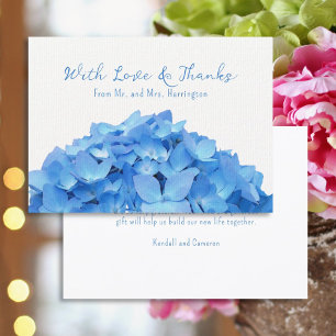 Blaue Hortensien-Blumen-Liebe- und Dankeschön-Gruß Einladung