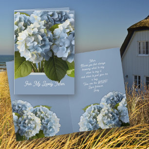 Blaue Hortensien-Blumen Muttertags-Grußkarte Einladung
