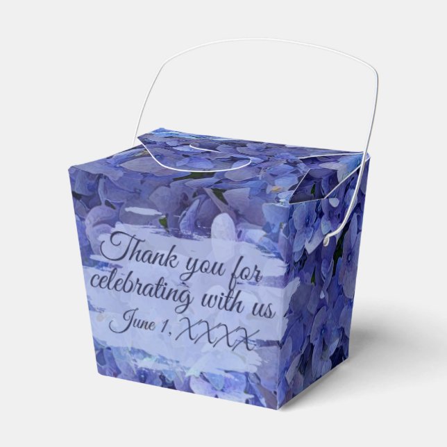 Blaue Hortensien Blumen zum Mitnehmen Geschenkschachtel (Vorderseite)