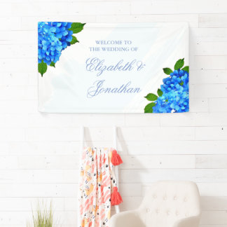 Blaue Hortensien-Blumenhochzeit Banner