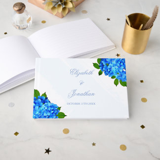 Blaue Hortensien-Blumenhochzeit Gästebuch