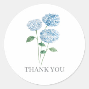 Blaue Hortensien-Blumenmalerei Danke Runder Aufkleber
