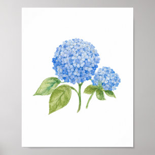 Blaue Hortensien-Blumenmalerei Strand Poster