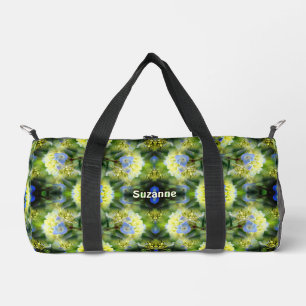 Blaue Hortensien-Blumenmuster personalisiert Duffle Bag