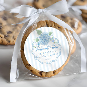 Blaue Hortensien-Blumenstreifen - Danke Runder Aufkleber