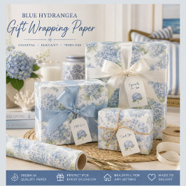 Blaue Hortensien-Blumenverpackungspapier Geschenkpapier
