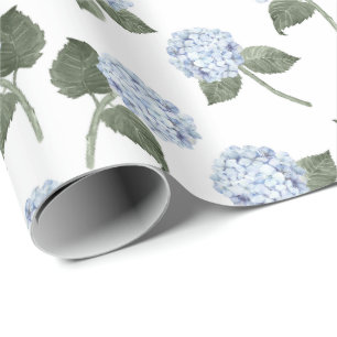 Blaue Hortensien-Blüten Floral Geschenkpapier