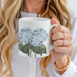 Blaue Hortensien-Blüten-Hamptons-Keramik Kaffeetasse