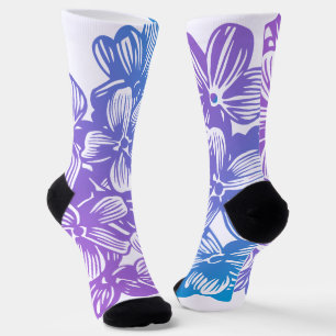 Blaue Hortensien-Blüten in Lila Socken