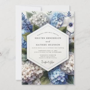 Blaue Hortensien Botanische Romantische Hochzeit Einladung