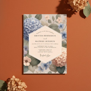Blaue Hortensien Botanische Romantische Hochzeit Einladung