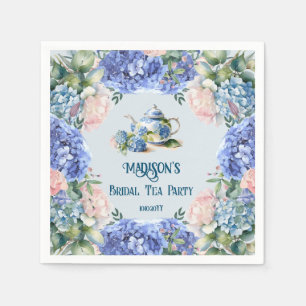 Blaue Hortensien Braut-Teeparty Serviette