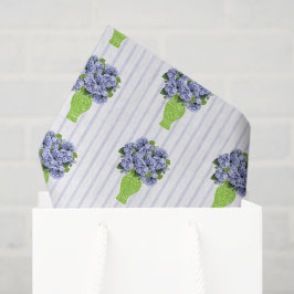 Blaue Hortensien-Brautbad-Küstenmonogramm  Seidenpapier