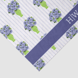 Blaue Hortensien-Brautdusche Küstenmonogramm  Seidenpapier