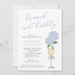 Blaue Hortensien-Brunch und Champagnerdusche Einladung