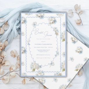 Blaue Hortensien Elegante Brautparty Einladung