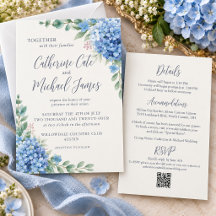 Blaue Hortensien Florale Budget-Hochzeit