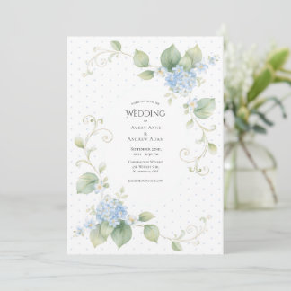 Blaue Hortensien Florale Elegante Hochzeit Einladung