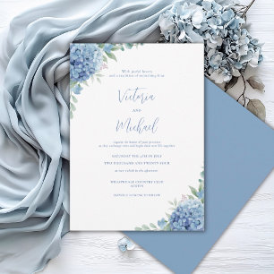 Blaue Hortensien Florale Elegante Hochzeit Einladung