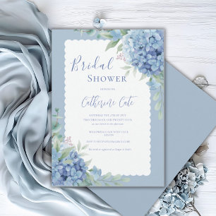 Blaue Hortensien Florale Elegante Hochzeitsdusche Einladung
