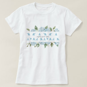 Blaue Hortensien Florale Kindernamen Mama-Geschenk T-Shirt