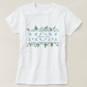 Blaue Hortensien Florale Namen der Kinder als Gesc T-Shirt