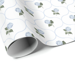 Blaue Hortensien-Garten-Blumen-Rankgitter Geschenkpapier