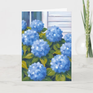 Blaue Hortensien-Garten-Blumen-Watercolor-Karte Karte